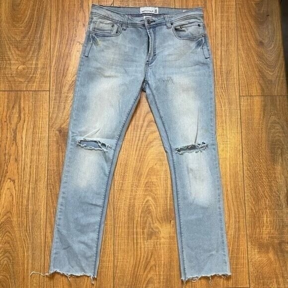 Paper Denim & Cloth Other - PAPER DENIM & cloth Men's Ligh Blue Distressed Skinny Jeans Stretch Size 34